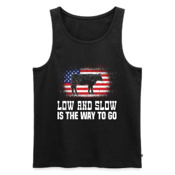 Lustiges BBQ LOW AND SLOW THE WAY TO GO Grillfest - Männer Premium Bio Tank Top - Schwarz - Vorne - Michal (187cm)