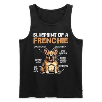 Bouledogue français Plan d’un Frenchie - Débardeur bio Premium Homme - noir - Devant - Michal (187cm)