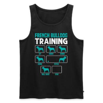 Entraînement de bouledogue français Frenchie têtu - Débardeur bio Premium Homme - noir - Devant - Michal (187cm)