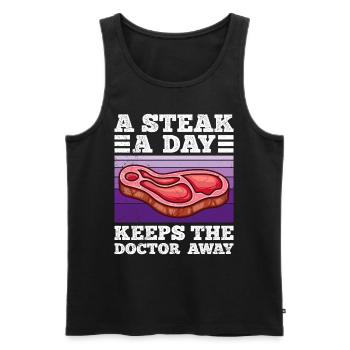 Lustig Fleischfresser A Steak a Day Keeps Doc Away - Männer Premium Bio Tank Top - Schwarz - Vorne - AI Model Male 178 light (178cm)