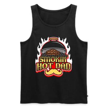 Grillmeister SMOKING HOT DAD Fleischesser Papa - Männer Premium Bio Tank Top - Schwarz - Vorne - Michal (187cm)