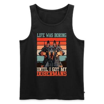 Doberman LIFE WAS BORING UNTIL I GOT MY DOBERMANS - Men's Premium Organic Tank Top - black - Front - Michal (187cm)