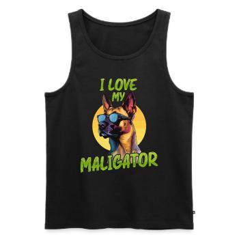 Malinois LOVE MY MALIGATOR Belgischer Schäferhund - Männer Premium Bio Tank Top - Schwarz - Vorne - AI Model Male 178 light (178cm)