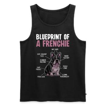 Bouledogue français Plan d’un Frenchie - Débardeur bio Premium Homme - noir - Devant - Michal (187cm)