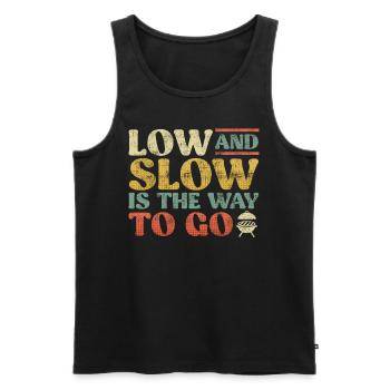 Meat lovers LOW AND SLOW THE WAY TO GO - Men's Premium Organic Tank Top - black - Front - Michal (187cm)
