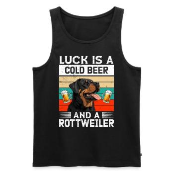 Rottweiler owner LUCK IS A COLD BEER AND A - Men's Premium Organic Tank Top - black - Front - Michal (187cm)