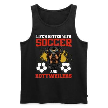Rottie owner LIVE IS BETTER WITH SOCCER AND - Men's Premium Organic Tank Top - black - Front - Michal (187cm)