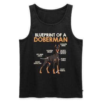 Doberman Owner BLUEPRINT OF A DOBERMAN Funny - Men's Premium Organic Tank Top - black - Front - AI Model Male 178 light (178cm)