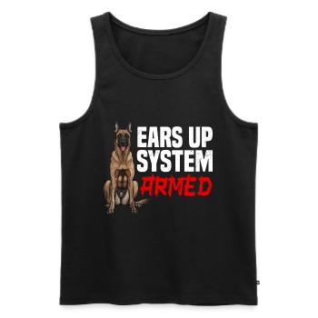 Belgischer Schäferhund EARS UP SYSTEM ARMED - Männer Premium Bio Tank Top - Schwarz - Vorne - AI Model Male 178 light (178cm)