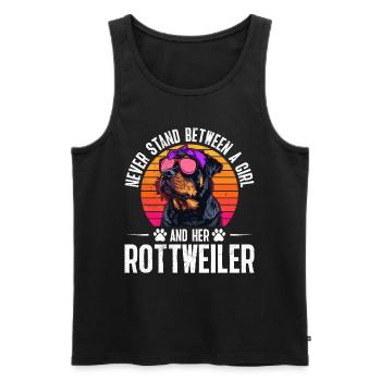 Rottie NE S’INTERPOSE JAMAIS ENTRE UNE FILLE ET ELLE - Débardeur bio Premium Homme - noir - Devant - Michal (187cm)