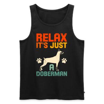 Lustiger Doberman RELAX IT'S JUST A DOBERMAN - Männer Premium Bio Tank Top - Schwarz - Vorne - AI Model Male 178 light (178cm)