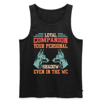 Doberman Dog LOYAL COMPANION Dog Owner - Men's Premium Organic Tank Top - black - Front - AI Model Male 178 light (178cm)