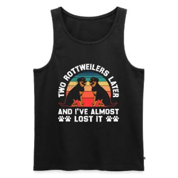Propriétaire de Rottie DEUX ROTTWEILERS PLUS TARD, JE L’AI PERDU - Débardeur bio Premium Homme - noir - Devant - Michal (187cm)