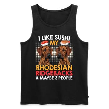 Ridgeback Dog LIKE SUSHI MY RHODESIAN RIDGEBACK - Débardeur bio Premium Homme - noir - Devant - Michal (187cm)