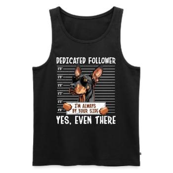Doberman DEDICATED FOLLOWER Doberman Owner - Men's Premium Organic Tank Top - black - Front - AI Model Male 178 light (178cm)