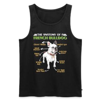 Frenchie ANATOMIE D'UN BOULEDOGUE FRANÇAIS Drôle - Débardeur bio Premium Homme - noir - Devant - Michal (187cm)