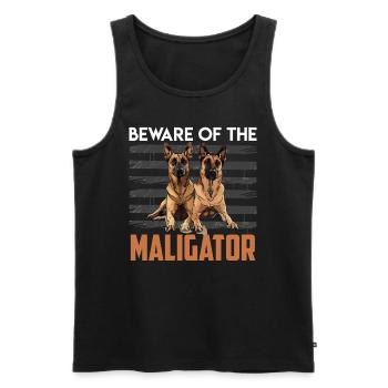 Malinois VORSICHT VOR DEM MALIGATOR Belgischer - Männer Premium Bio Tank Top - Schwarz - Vorne - AI Model Male 178 light (178cm)