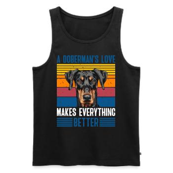 Doberman Owner Vintage A Dobermans Love - Men's Premium Organic Tank Top - black - Front - AI Model Male 178 light (178cm)