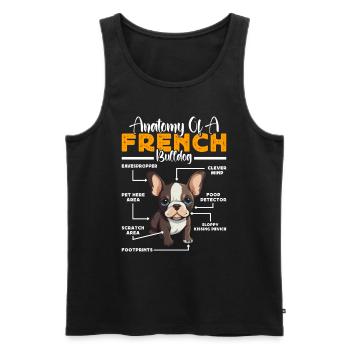 Französische Bulldogge ANATOMIE D’UN BOULEDOGUE FRANÇAIS - Débardeur bio Premium Homme - noir - Devant - Michal (187cm)