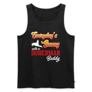 Doberman EVERDAY'S SUNNY WITH A DOBERMAN BUDDY - Männer Premium Bio Tank Top - Schwarz - Vorne - AI Model Male 178 light (178cm)