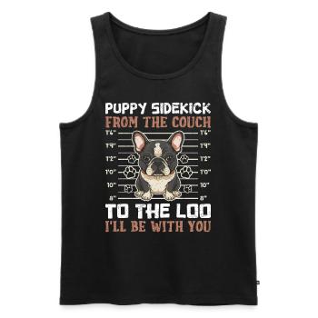 Frenchi Puppy Sidekick from the Couch Lustiges - Männer Premium Bio Tank Top - Schwarz - Vorne - AI Model Male 178 light (178cm)