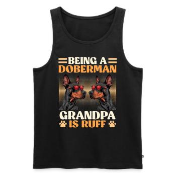 Doberman BEING A DOBERMAN GRANDPA IS RUFF Lustig - Männer Premium Bio Tank Top - Schwarz - Vorne - Michal (187cm)