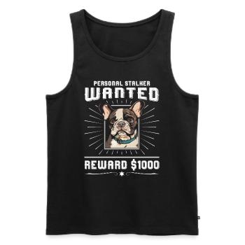 Frenchie PERSONAL STALKER WANTED 1000 Dollar - Men's Premium Organic Tank Top - black - Front - Michal (187cm)