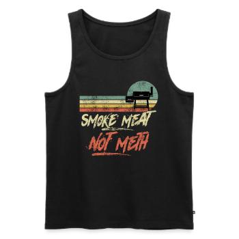 Fleischliebhaber SMOKE MEAT NOT METH BBQ - Männer Premium Bio Tank Top - Schwarz - Vorne - AI Model Male 178 light (178cm)