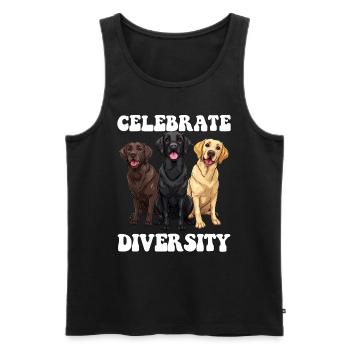 Labrador Dogs CÉLÉBREZ LA DIVERSITÉ Labrador Retriever - Débardeur bio Premium Homme - noir - Devant - Michal (187cm)