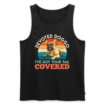 French Bulldog DEVOTED DOGGO Funny - Men's Premium Organic Tank Top - black - Front - AI Model Male 178 light (178cm)