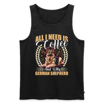 Dog owners ALL I NEED IS COFFEE AND ENGLISH - Men's Premium Organic Tank Top - black - Front - AI Model Male 178 light (178cm)