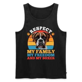 German boxer RESPECT MY FAMILY MY FREEDOM MY - Men's Premium Organic Tank Top - black - Front - AI Model Male 178 light (178cm)
