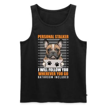 Frenchie PERSÖNLICHER STALKER Lustige - Männer Premium Bio Tank Top - Schwarz - Vorne - Michal (187cm)