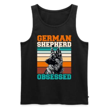 GERMAN SHEPHERD OBSESSED German Shepherd Owner - Men's Premium Organic Tank Top - black - Front - AI Model Male 178 light (178cm)