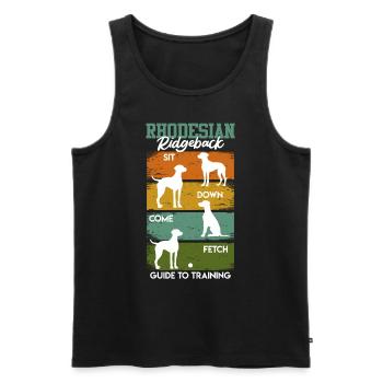 GUIDE D’ENTRAÎNEMENT RHODESIAN RIDGEBACK Drôle - Débardeur bio Premium Homme - noir - Devant - Michal (187cm)