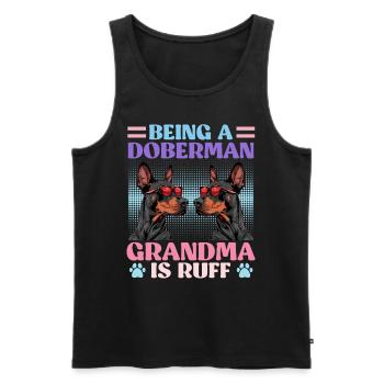 Doberman BEING A DOBERMAN GRANDMA IS RUFF - Männer Premium Bio Tank Top - Schwarz - Vorne - Michal (187cm)