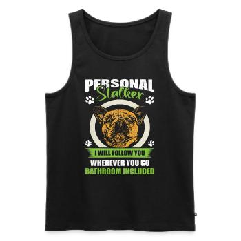 Bouledogue français PERSONAL STALKER drôle - Débardeur bio Premium Homme - noir - Devant - Michal (187cm)