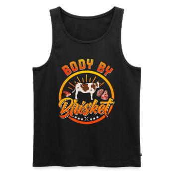 Meat Fan BODY BY BRISKET Meat Lovers - Men's Premium Organic Tank Top - black - Front - Michal (187cm)