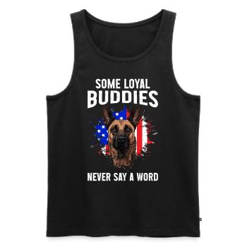 Malinois SOME LOYAL BUDDIES NEVER SAY A WORD - Männer Premium Bio Tank Top - Schwarz - Vorne - AI Model Male 178 light (178cm)