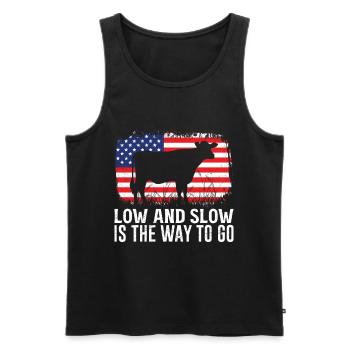 Fun BBQ LOW AND SLOW THE WAY TO GO Barbecue - Men's Premium Organic Tank Top - black - Front - Michal (187cm)