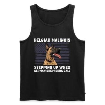 BELGIAN MALINOIS STEPPING UP WHEN SHEPHERDS CALL - Männer Premium Bio Tank Top - Schwarz - Vorne - AI Model Male 178 light (178cm)