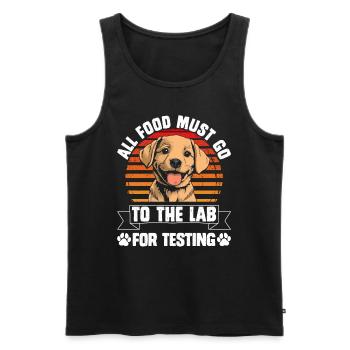 Labrador Drôle TOUS LES ALIMENTS DOIVENT PASSER PAR DES TESTS DE LABORATOIRE - Débardeur bio Premium Homme - noir - Devant - Michal (187cm)