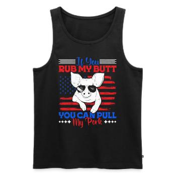 Grilling IF YOU RUB MY BUTT YOU CAN PULL MY PORK - Men's Premium Organic Tank Top - black - Front - Michal (187cm)