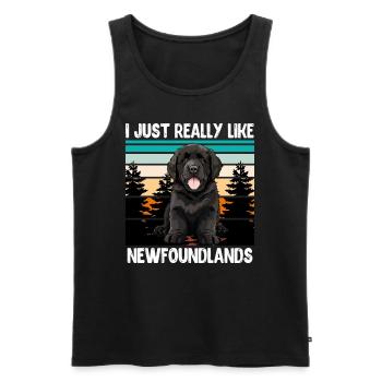 Neufundländer I JUST REALLY LIKE NEWFOUNDLANDS - Männer Premium Bio Tank Top - Schwarz - Vorne - Michal (187cm)