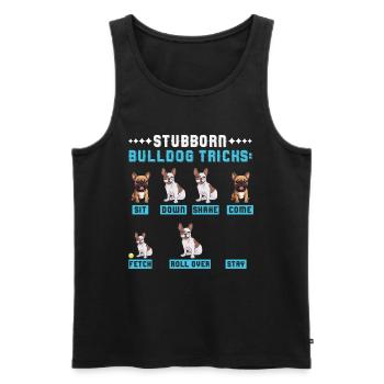 Frenchie Hunde STUBBORN BULLDOG TRICKS Fanzösische - Männer Premium Bio Tank Top - Schwarz - Vorne - AI Model Male 178 light (178cm)