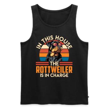 Rottie Owner IN THIS HOUSE THE ROTTWEILER - Men's Premium Organic Tank Top - black - Front - Michal (187cm)