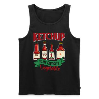 LE KETCHUP EST MON LÉGUME PRÉFÉRÉ Drôle - Débardeur bio Premium Homme - noir - Devant - AI Model Male 178 light (178cm)