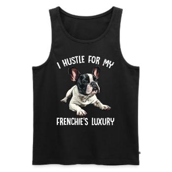 Frenchie Owner Hustle pour le LUXE de mon Frenchie - Débardeur bio Premium Homme - noir - Devant - AI Model Male 178 light (178cm)