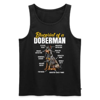 Doberman Hund BLUEPRINT OF A DOBERMAN Lustig - Männer Premium Bio Tank Top - Schwarz - Vorne - AI Model Male 178 light (178cm)