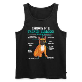 Französische Bulldogge ANATOMIE D’UN BOULEDOGUE FRANÇAIS - Débardeur bio Premium Homme - noir - Devant - Michal (187cm)